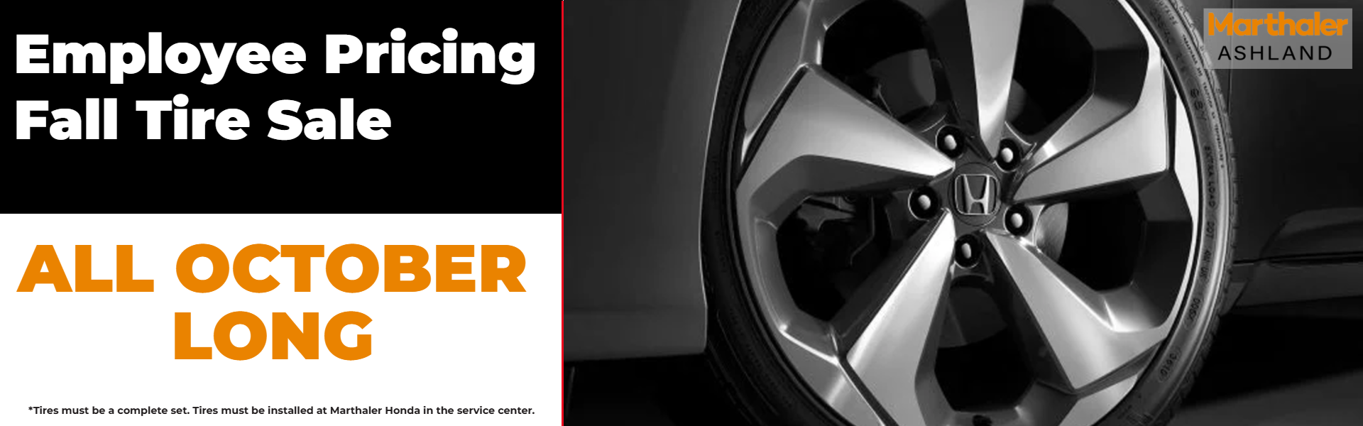 Employee Pricing Fall Tire Sale at Marthaler Honda Ashland